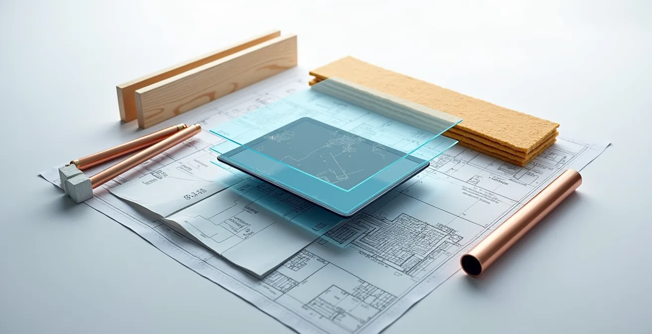 Visualisierung eines digitalen Gebäudepasses mit Materialkreislauf und Lebenszyklusdaten