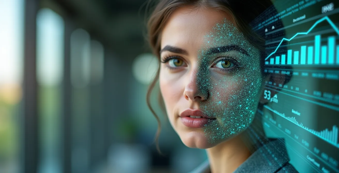 Visualisierung des Persona-Entwicklungsprozesses mit verschiedenen Datenschichten, die einen idealen Kunden formen.