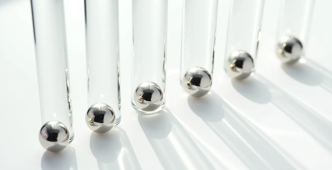 Abstrakte Darstellung eines mehrstufigen Vertriebsprozesses mit geometrischen Objekten, die den Fortschritt symbolisieren.