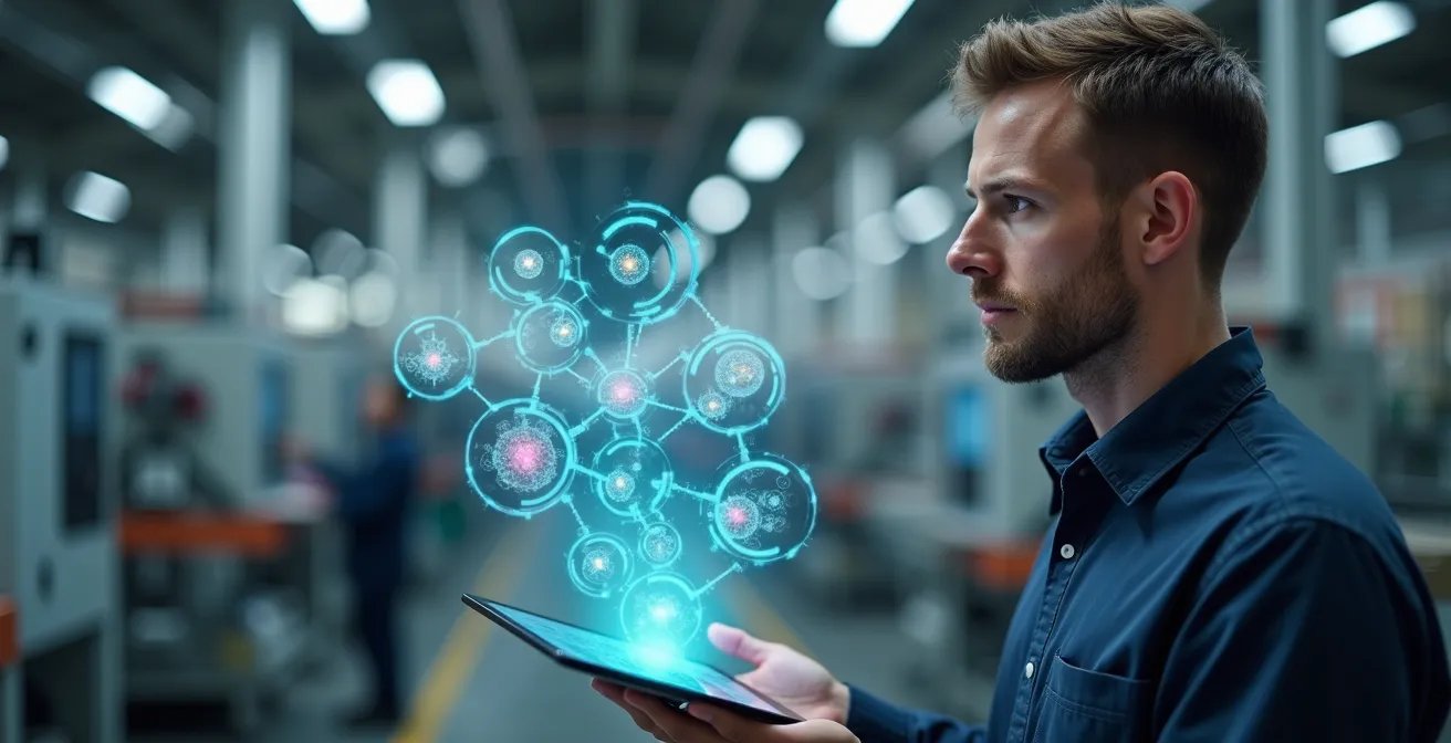 Visualisierung der Cloud-ERP-Integration in einem modernen deutschen Produktionsunternehmen