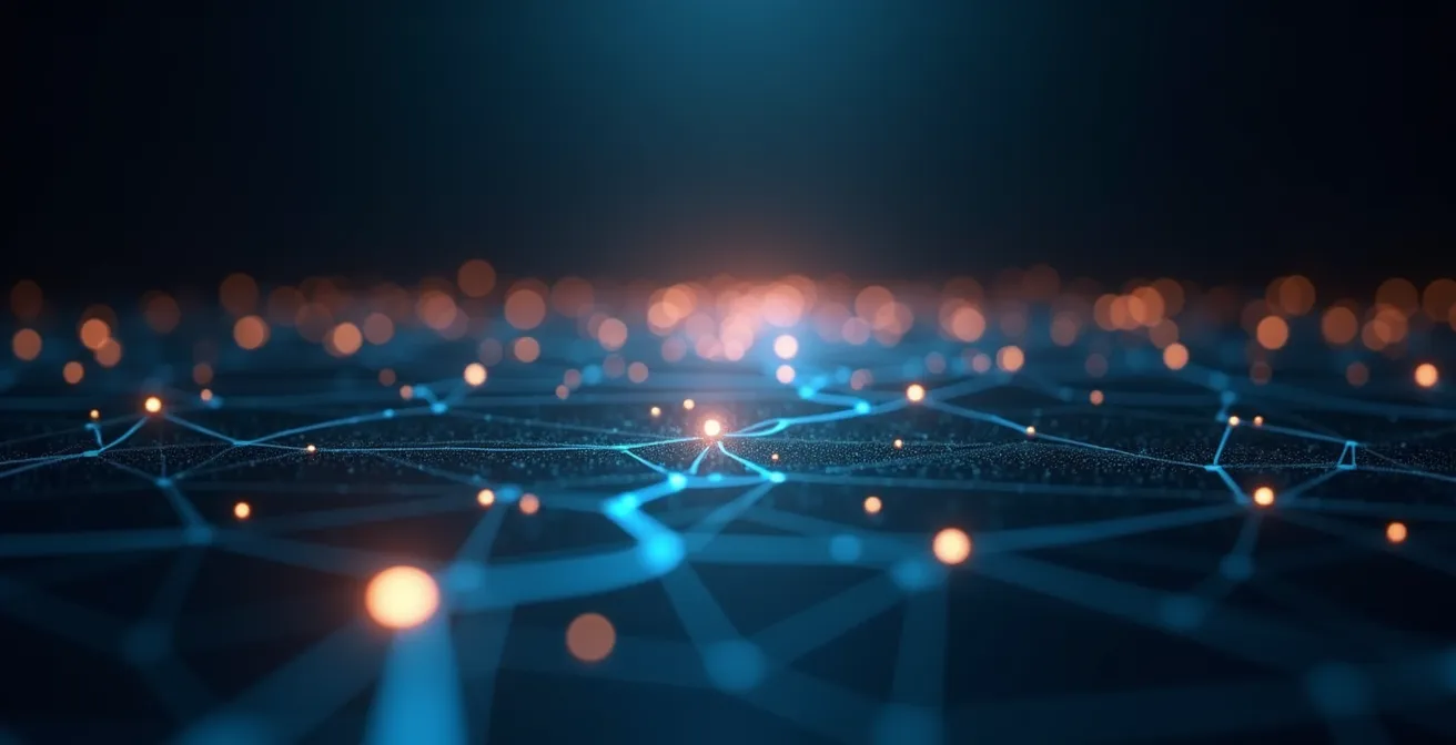 Abstrakte Visualisierung einer Customer Journey mit verbundenen Knotenpunkten