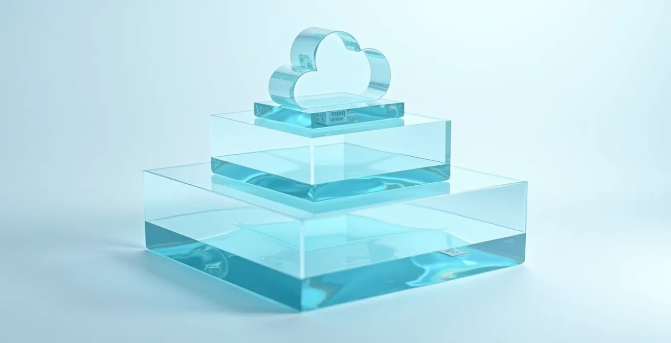 Schematische Darstellung der drei Cloud-Service-Ebenen als gestapelte Schichten