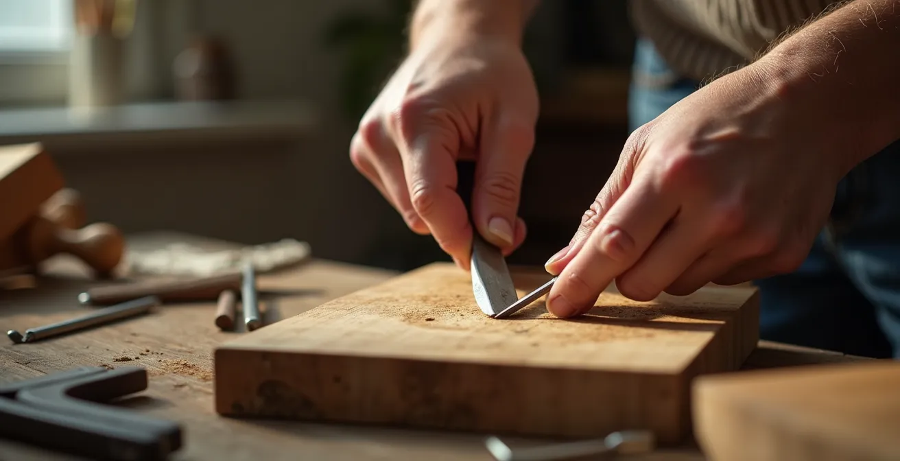 Makroaufnahme von Händen bei der Reparatur eines Gegenstands symbolisiert bewussten Konsum