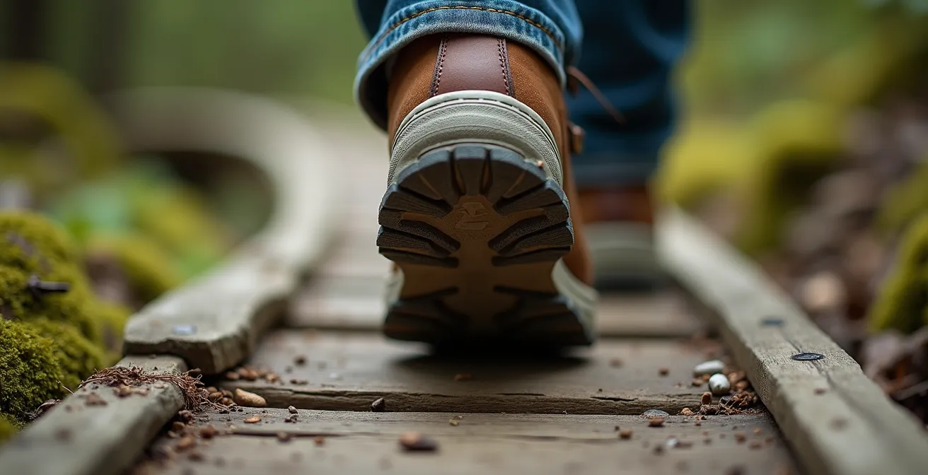 Markierter Wanderweg durch geschützten deutschen Wald mit Leave No Trace Prinzipien