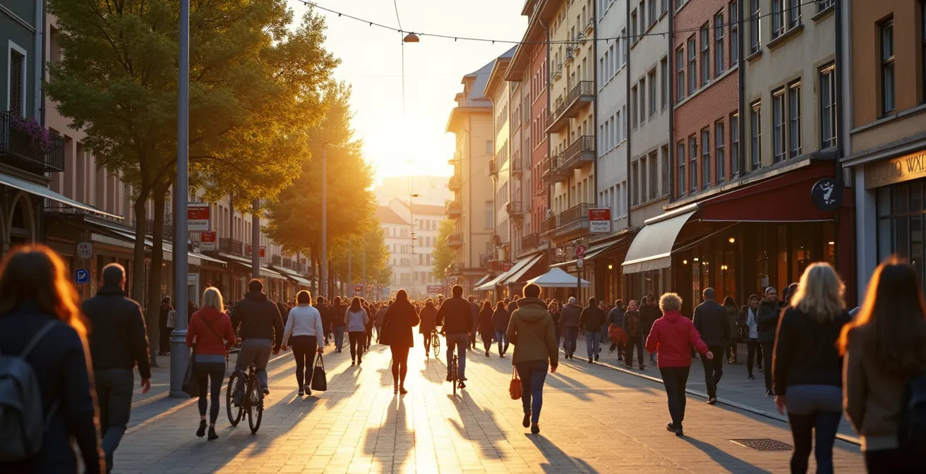 Lebendiges Stadtquartier mit kurzen Wegen und gemischter Nutzung