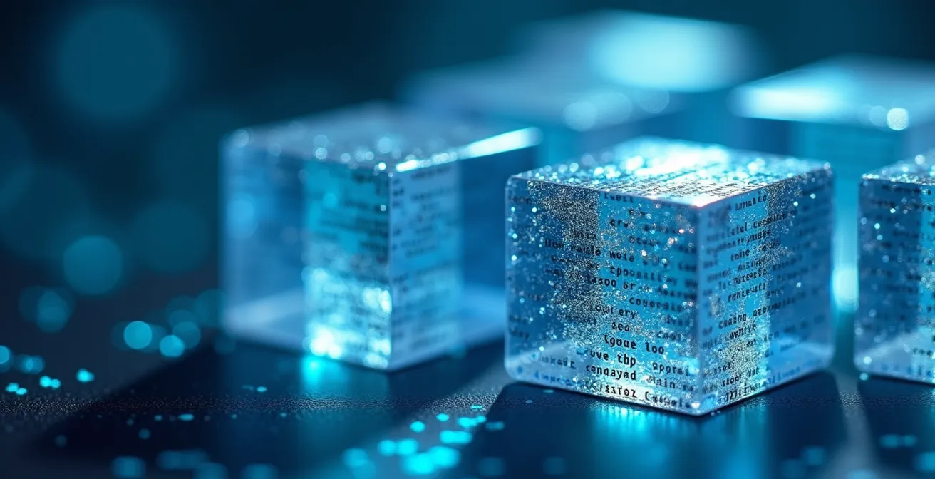 Mehrschichtige Datenverschlüsselung visualisiert als geschützte Datenpakete